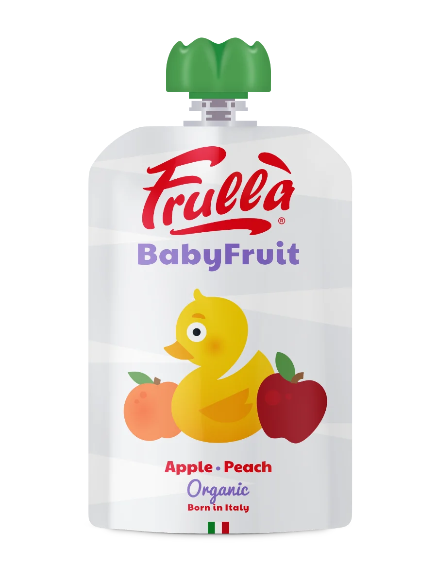 Piure pentru copii din mar si piersica Baby Fruit Bio, 100g, Frulla