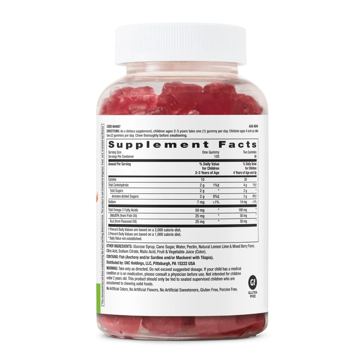 Omega+DHA pentru copii Milestones® Kids Gummy cu aroma naturala de fructe de padure si lamaie, 120 jeleuri, GNC