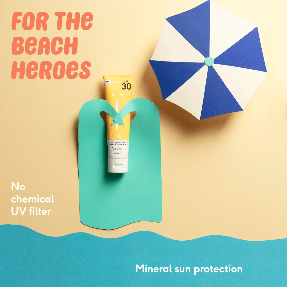 Crema cu protectie solara minerala SPF30 pentru adulti, 100ml, Naif