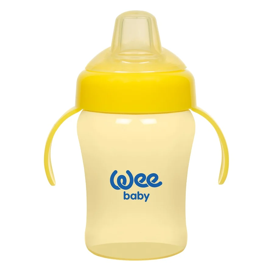 Canita colorata anti-varsare cu maner si cioc din silicon 6+ luni, 240ml, Wee Baby