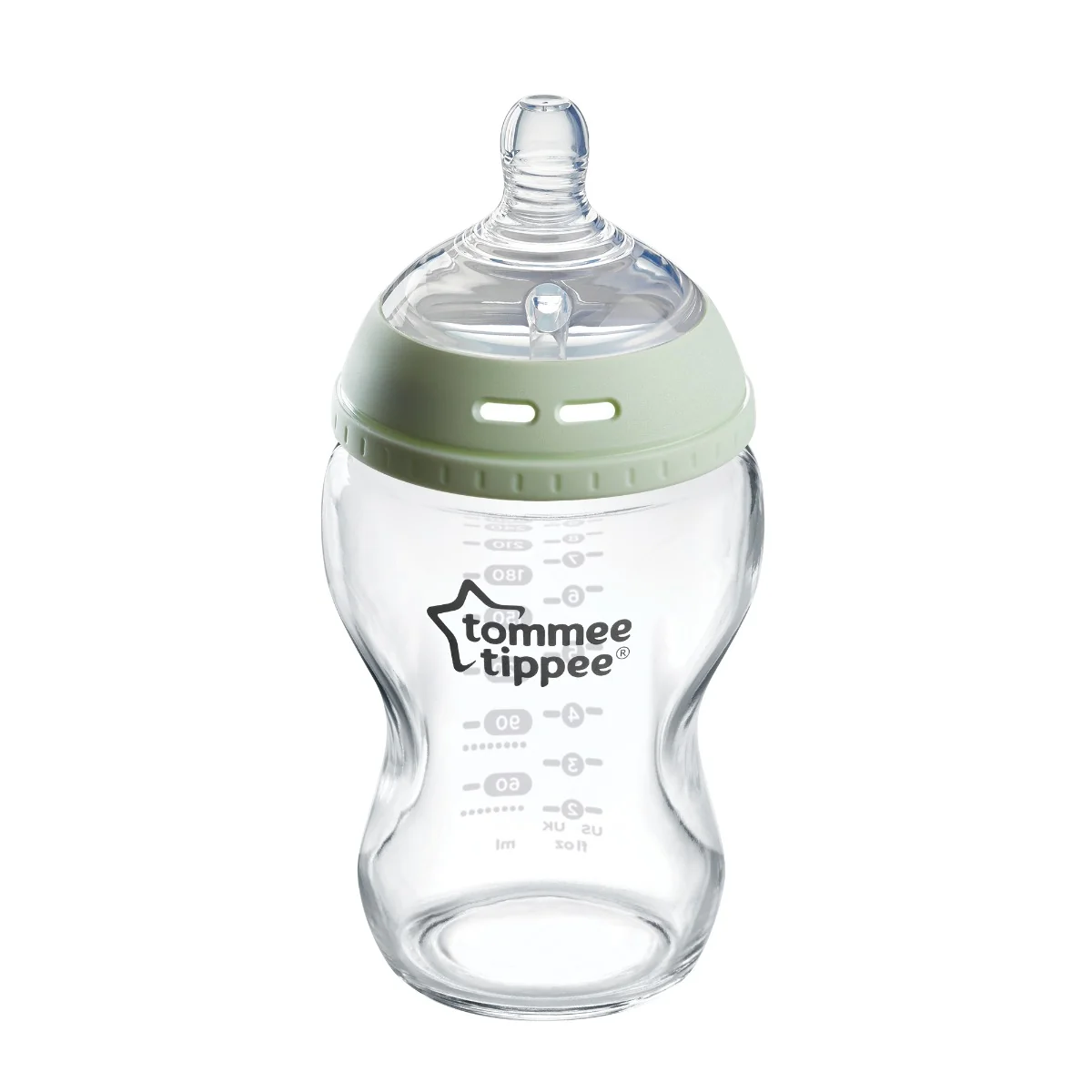 Biberon din sticla cu tetina din silicon cu autosterilizare pentru 0 luni+ Natural Start, 250ml, Tommee Tippee