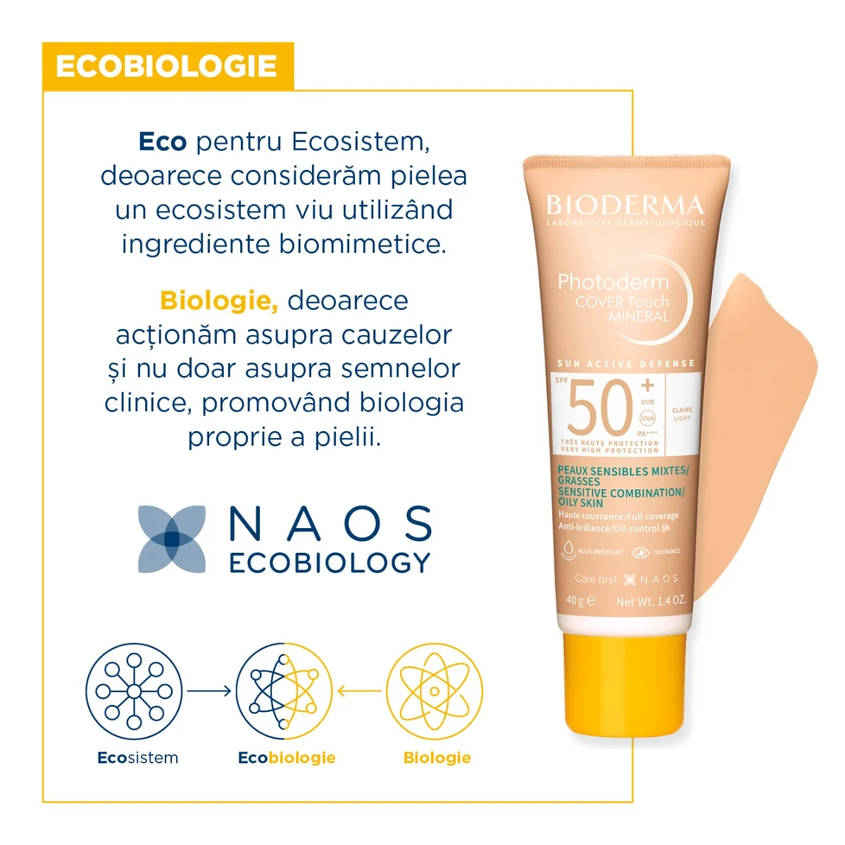 Fluid Cover Touch cu SPF50+ ten deschis Photoderm, 40g, Bioderma