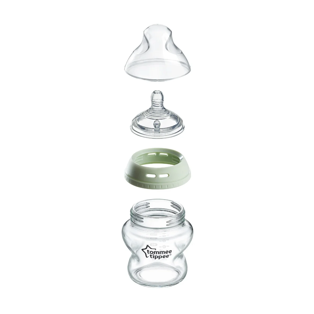 Biberon din sticla cu tetina din silicon si autosterilizare pentru 0 luni+ Natural Start, 150ml, Tommee Tippee