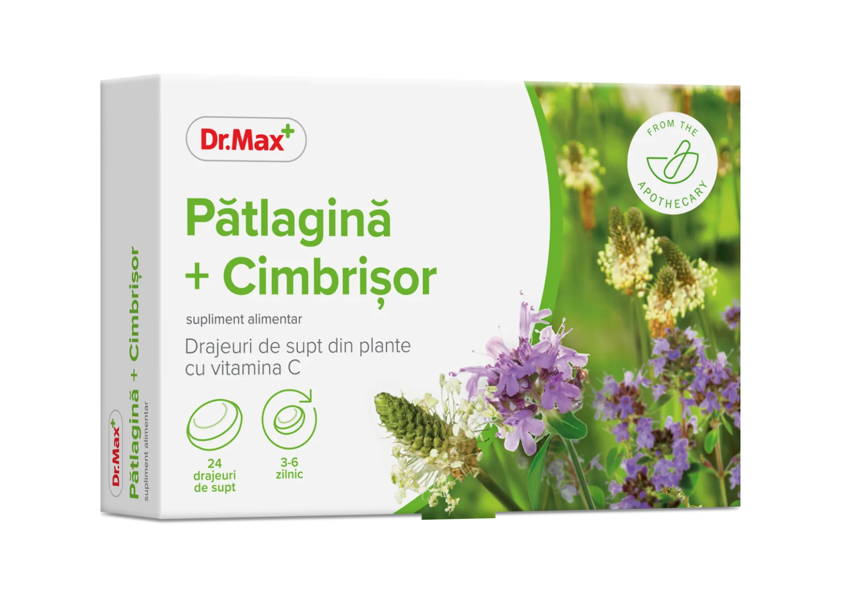 Dr. Max Drajeuri cu patlagina si cimbrisor, 24 drajeuri