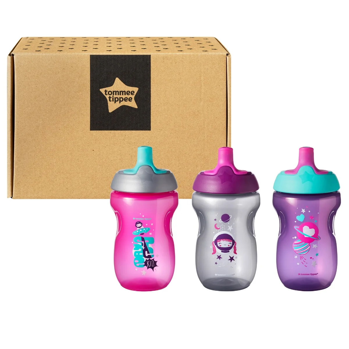 Set cani roz ONL Fete 12 luni+, 3 x 300ml, Tommee Tippee