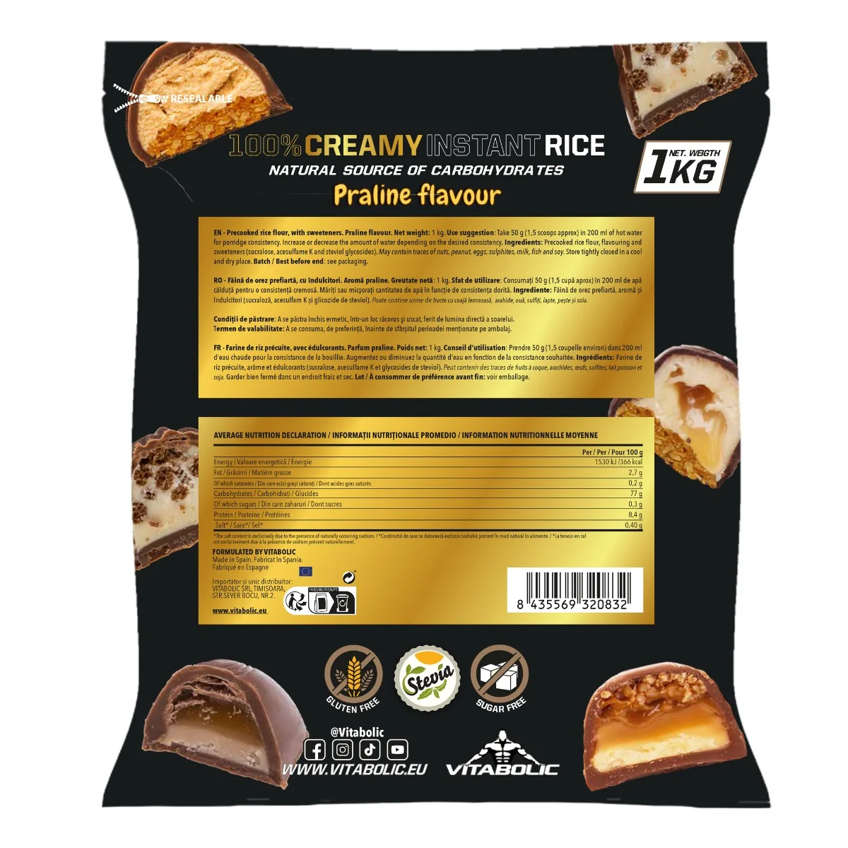 Creamy Instant Rice Praline, 1kg, Vitabolic