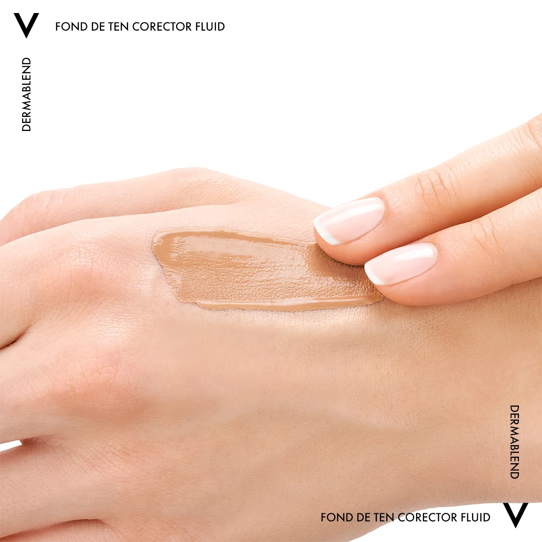 Fond de ten corector fluid rezistenta 16h SPF28 ten normal sau uscat Dermablend 45, 30ml, Vichy