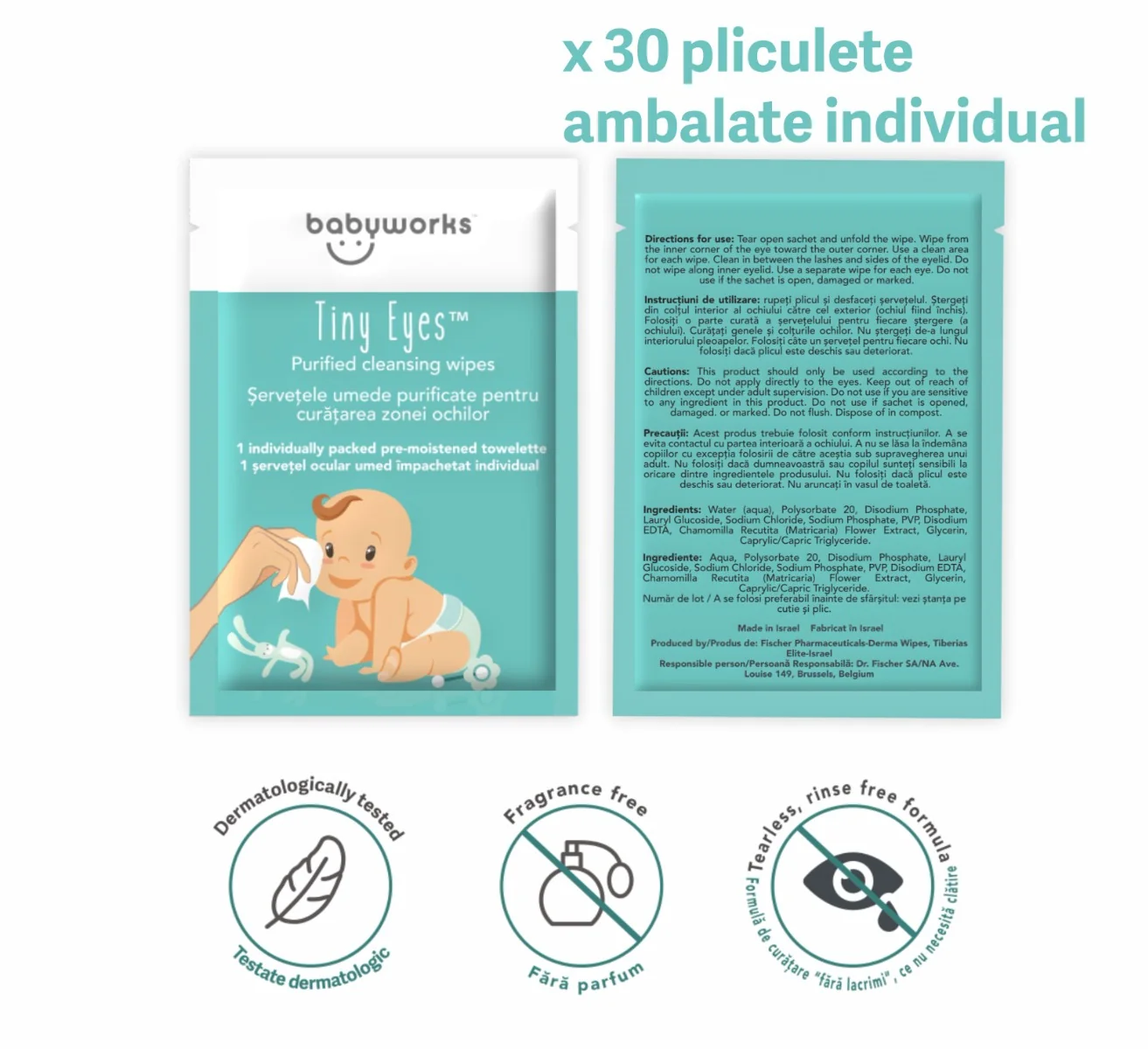 Servetele umede pentru ochi, 30 bucati, Baby Works