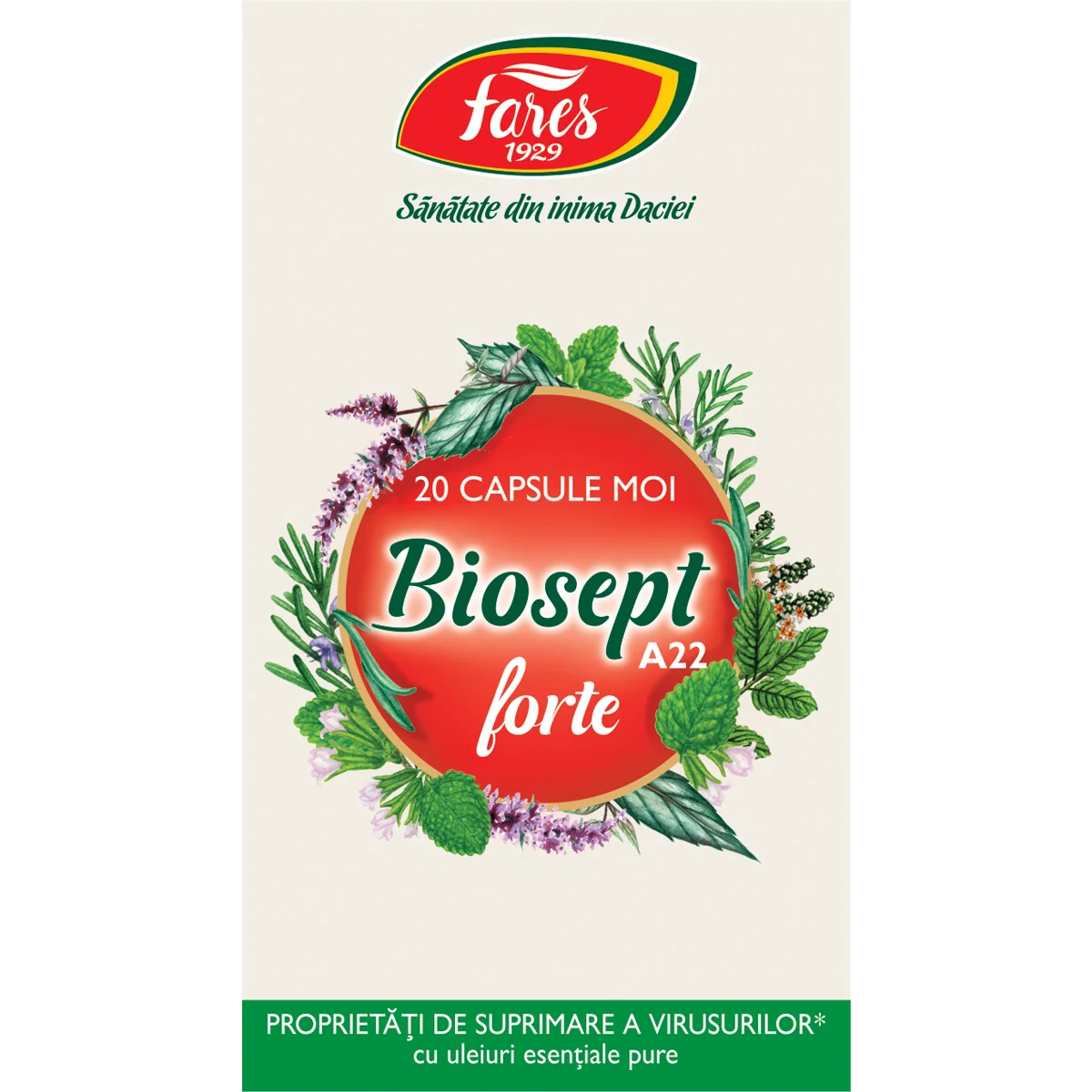 Biosept Forte A22, 20 capsule moi, Fares