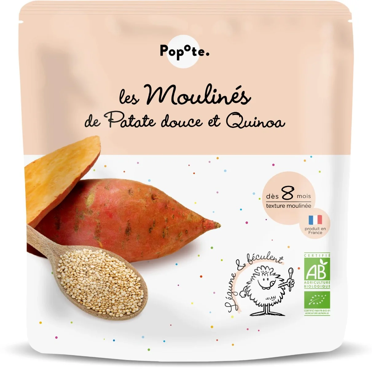Mancare bio cu cartofi dulci si quinoa 8 luni+, 180g, Popote
