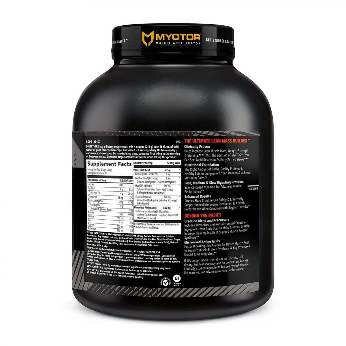 Gainer proteic cu aroma de biscuiti si frisca AMP Mass XXX, 2769g, GNC