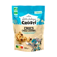 Cereale crocante bio pentru copii cu ciocolata si caramel, 350g, Crosti