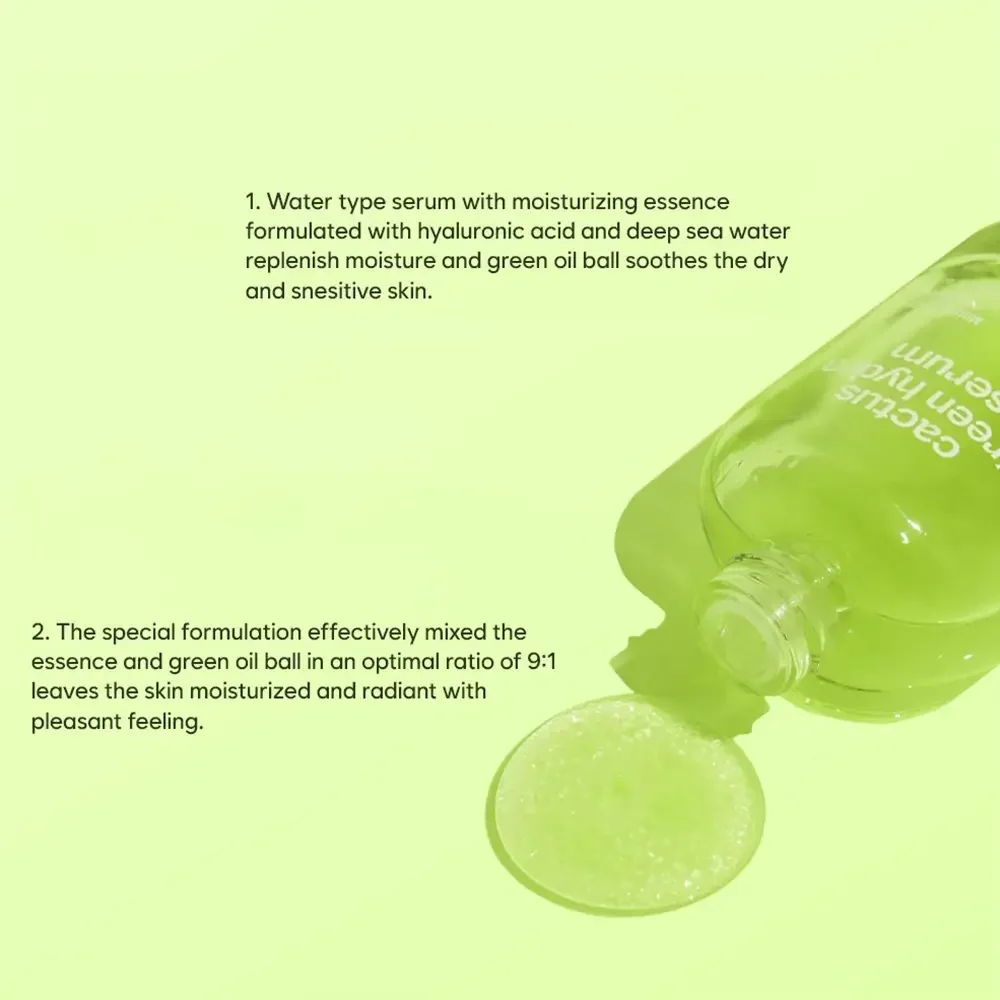 Ser hidratant pentru fata Cactus Green Hydra, 30ml, Yadah