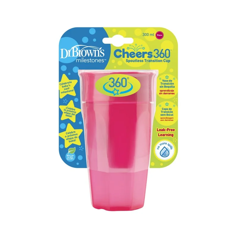 Canita roz Cheers 360, 300ml, Dr. Brown's