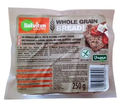 Paine fara gluten Whole Grian, 250g, Balviten