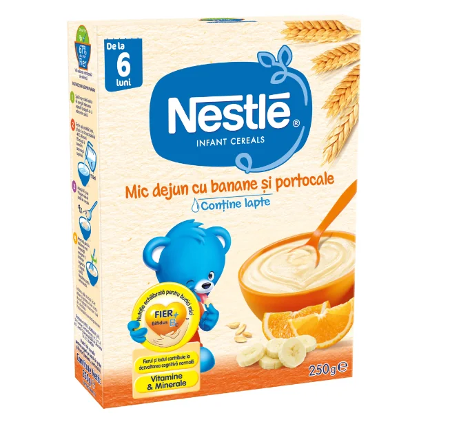 Cereale pentru mic dejun cu banane si portocale + 6 luni, 250g, Nestle