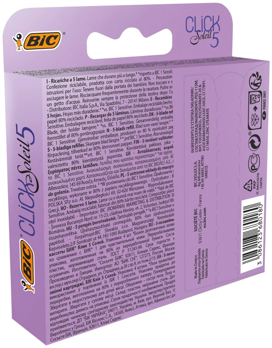Aparat de ras Soleil Click, 4 bucati, BIC