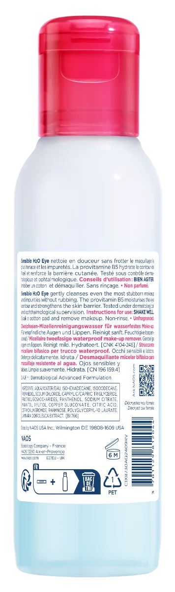 Apa micelara bifazica pentru ochi si buze Sensibio H2O, 125ml, Bioderma