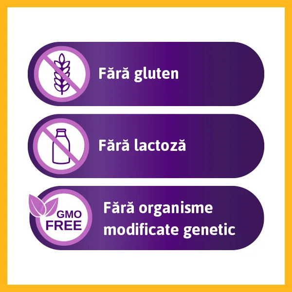 Fara gluten/ Fara lactoza/ Fara organisme modificate genetic Fara gluten/ Fara lactoza/ Fara organisme modificate genetic