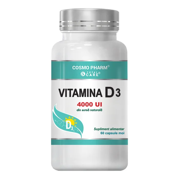 Vitamina D3 4000 UI, 60 capsule, Cosmopharm