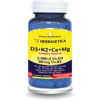 Complex Natural D3+K2+Ca, 30 capsule vegetale, Herbagetica