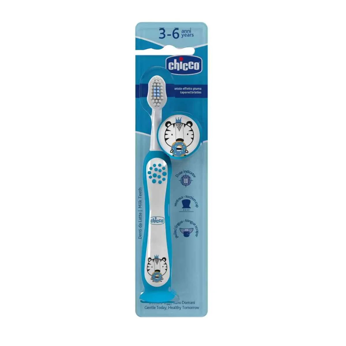 Periuta de dinti Tiger Albastru 3-6 ani+, 1 bucata, Chicco