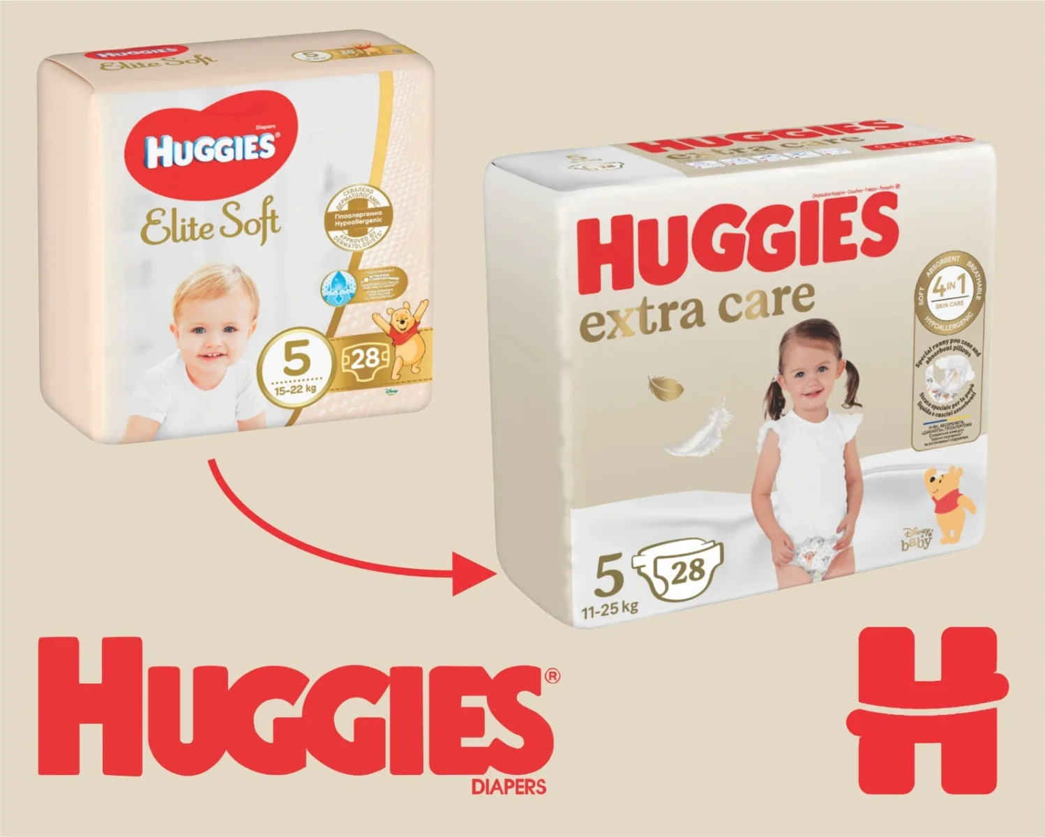 Scutece copii Extra Care numarul 5 pentru 11-25kg, 28 bucati, Huggies