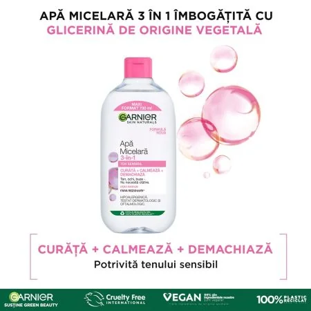 Pachet Apa micelara pentru ten sensibil Skin Naturals, 3 x 700ml, Garnier