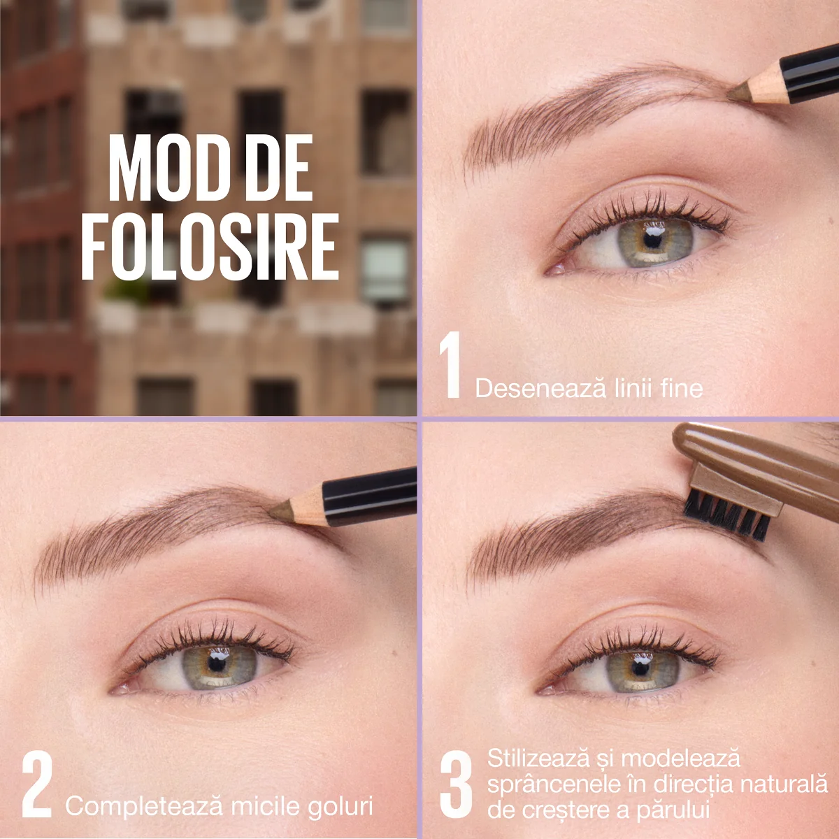 Creion pentru sprancene Brow Shaper Nr. 05 Deep Brown, 1g, Maybelline