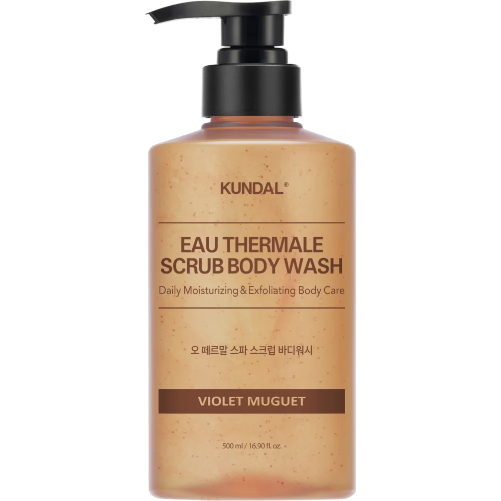 Gel de dus exfoliant pentru corp cu apa termala Violet Muguet, 500ml, Kundal
