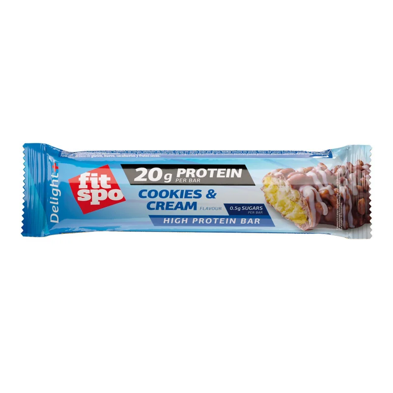 Baton proteic cu biscuiti si frisca Delight, 60g, FitSpo