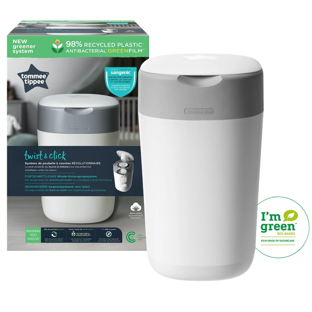 Cos pentru scutece Sangenic Twist&Click alb/gri, 1 bucata, Tommee Tippee