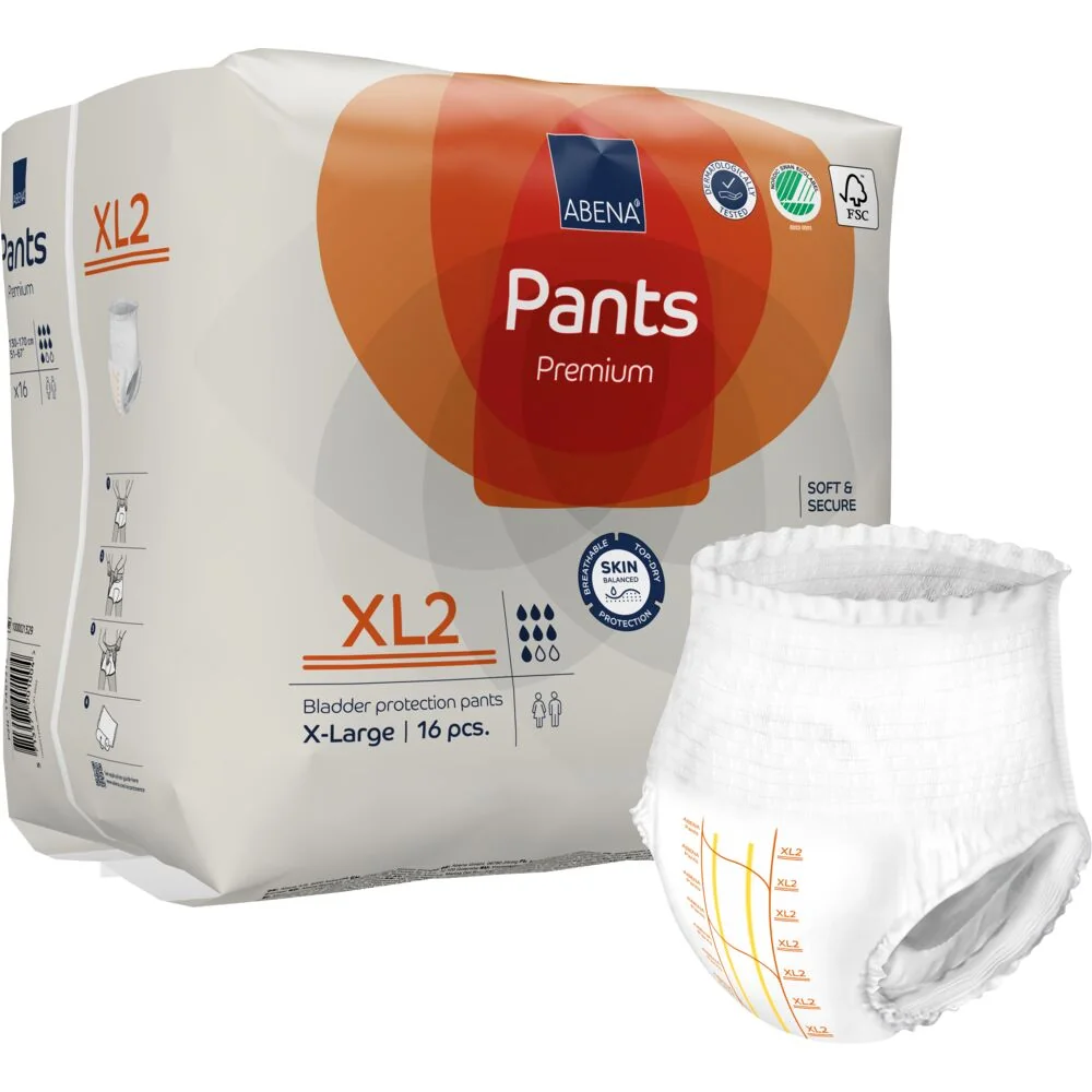 Scutece chilot pentru persoane active Masura XL2 130-170 cm Premium Pants unisex cu absorbtie 1900ml, 16 bucati, Abena