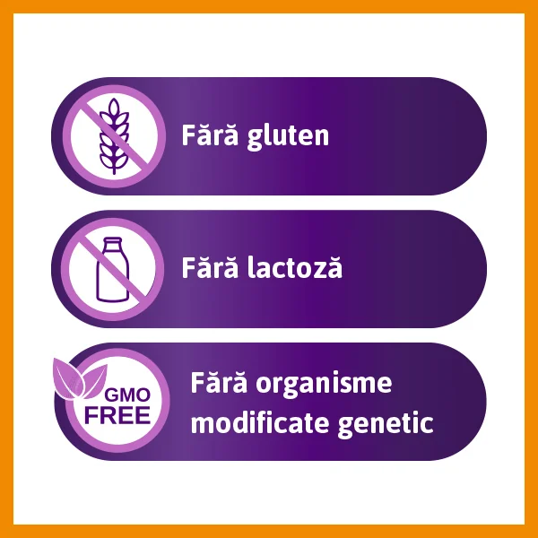 Fara gluten/ Fara lactoza/ Fara organisme modificate genetic Fara gluten/ Fara lactoza/ Fara organisme modificate genetic