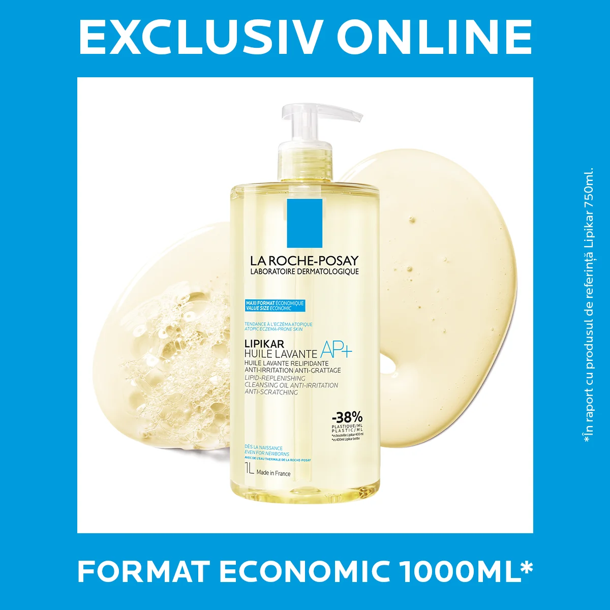Ulei de spalare pentru pielea uscata cu tendinta atopica AP+ Lipikar, 1000ml, La Roche-Posay