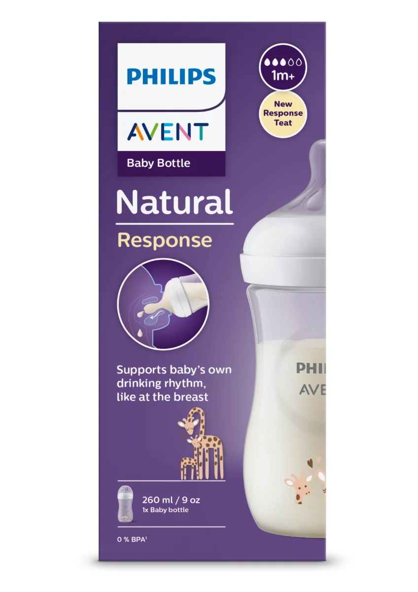 Biberon pentru +1 luna model girafa Natural Response SCY903/66, 260ml, Philips Avent