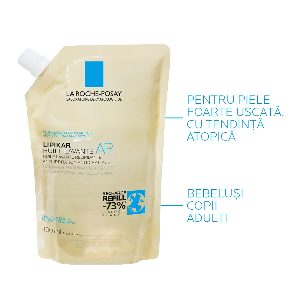 Rezerva ulei de spalare hidratant Lipikar AP+, 400ml, La Roche-Posay