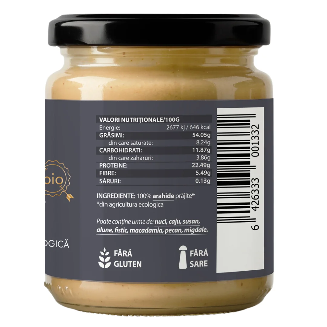Crema de arahide smooth bio, 250g, Obio