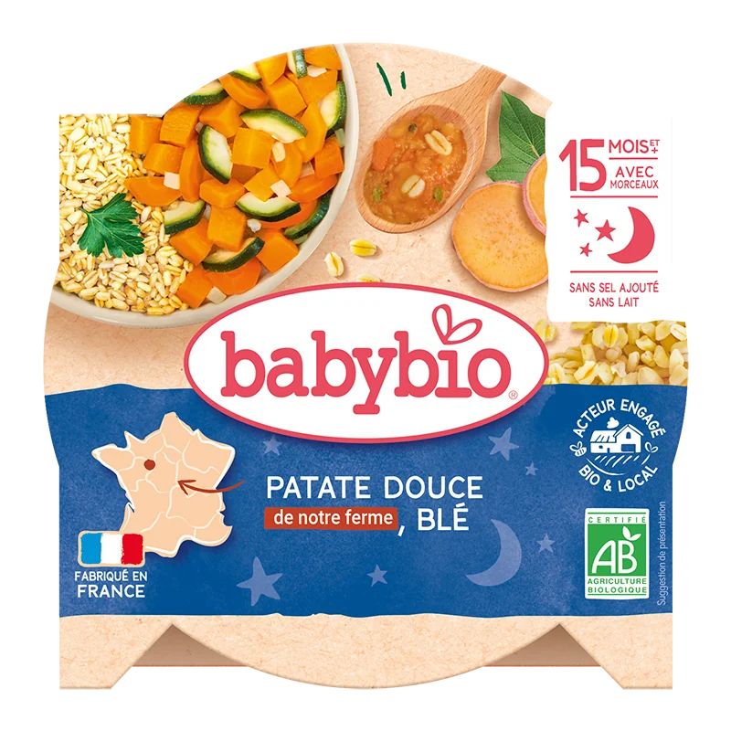 Meniu cu legume, cartof dulce si grau Bio, 260g, BabyBio