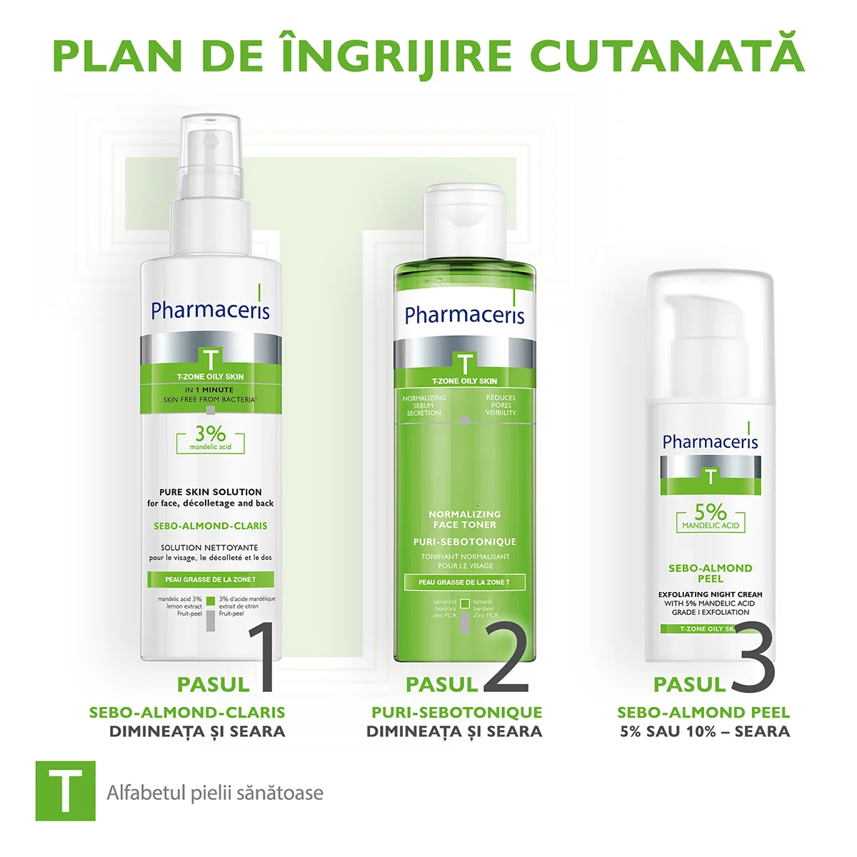Solutie de curatare cu acid mandelic 3% Sebo-Almond-Claris T, 190ml, Pharmaceris