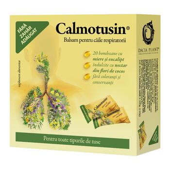 Calmotusin drops cu miere si eucalipt, 20 bucati, Dacia Plant 
