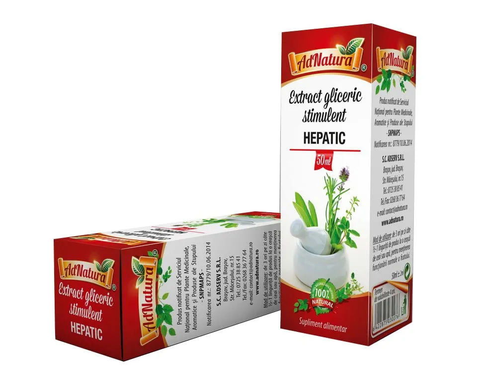 Stimulent hepatic extract gliceric, 50ml, AdNatura