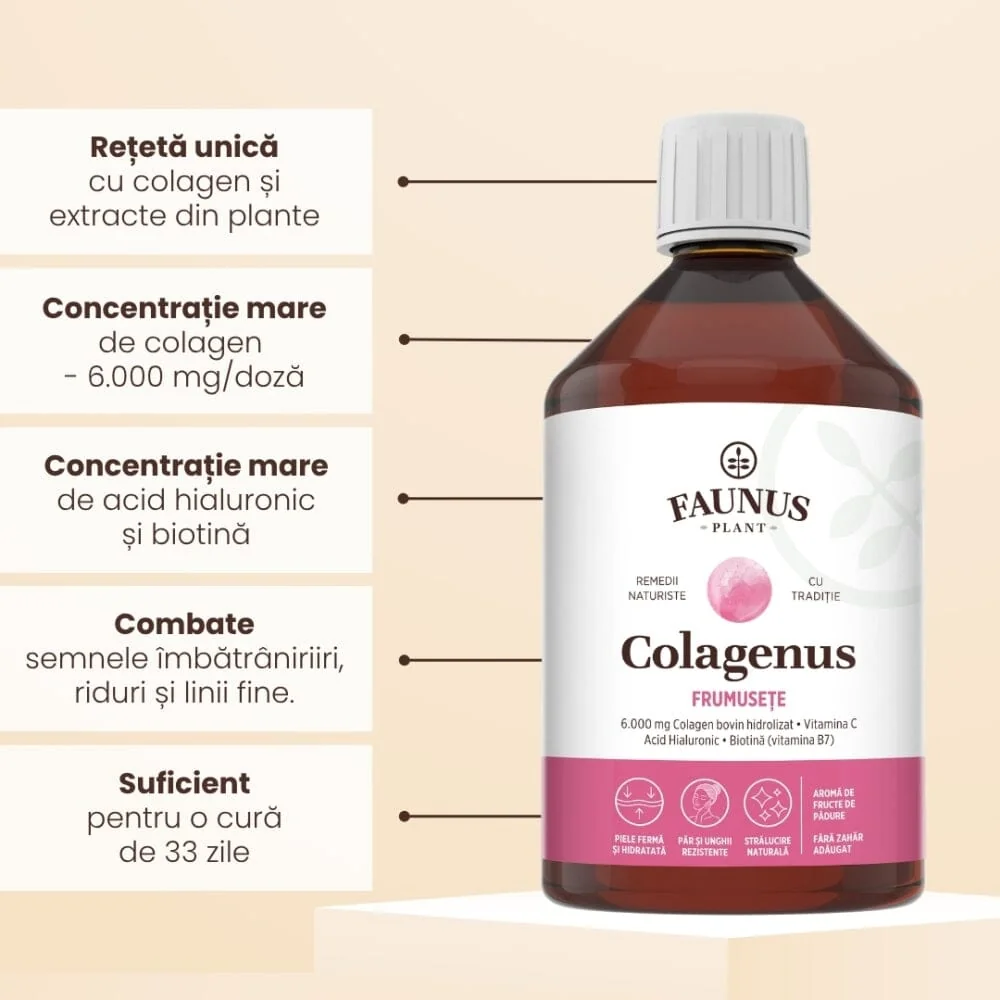 Colagen lichid pentru piele si par Colagenus Frumusete, 500ml, Faunus Plant