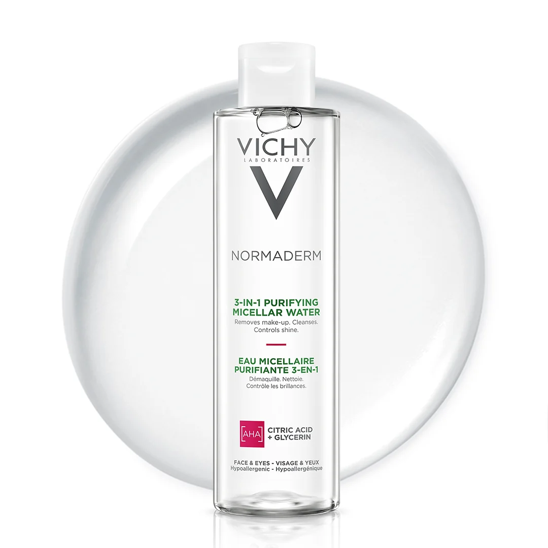 Solutie micelara 3 in 1 pentru ten sensibil gras sau cu tendinta acneica Normaderm, 200ml, Vichy