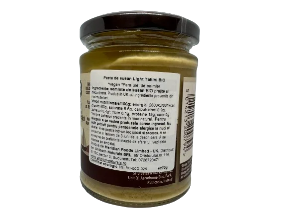 Pasta de susan Light Tahini Bio, 270g, Meridian