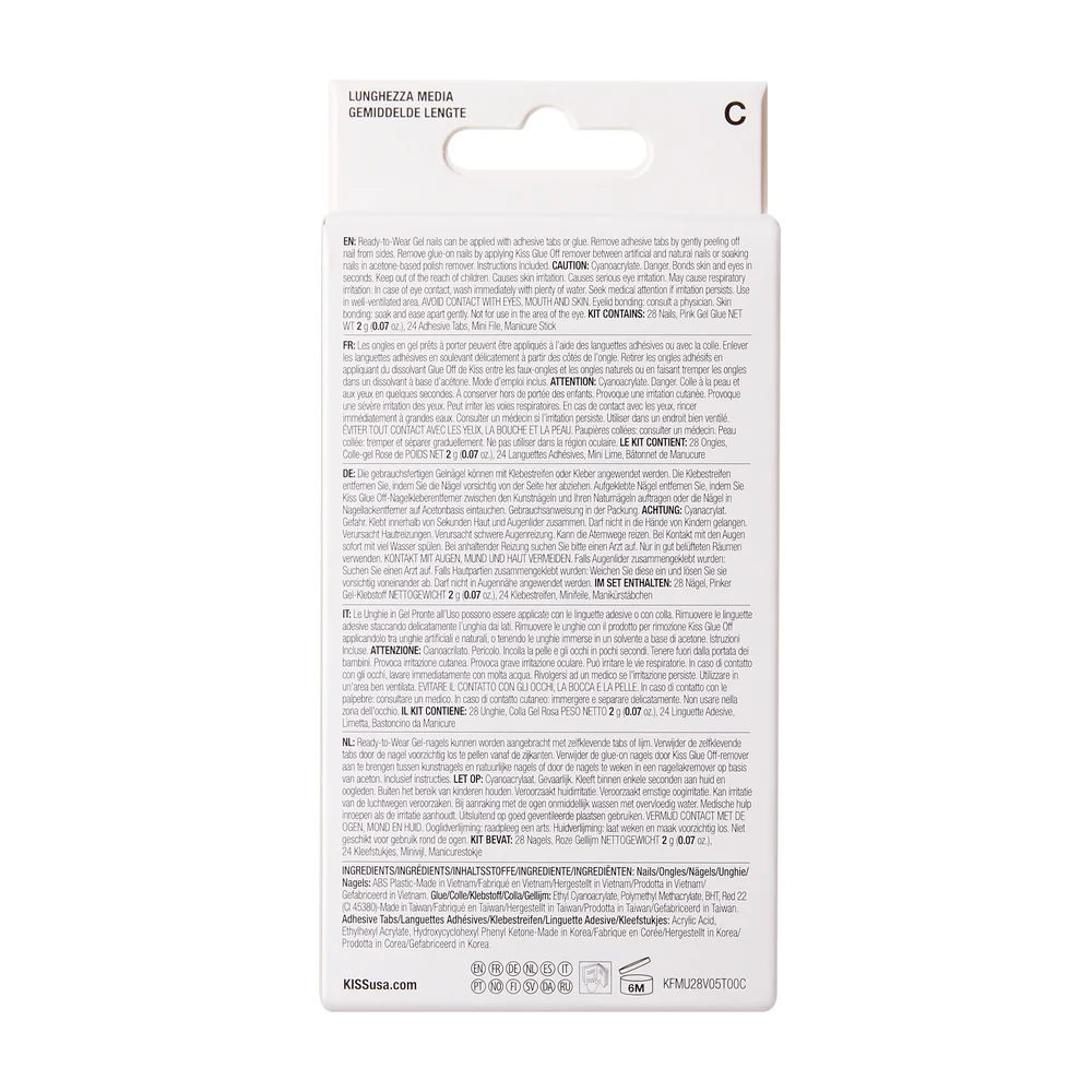 Unghii false Gel Fantasy Color Medium Oval, 28 bucati, Kiss