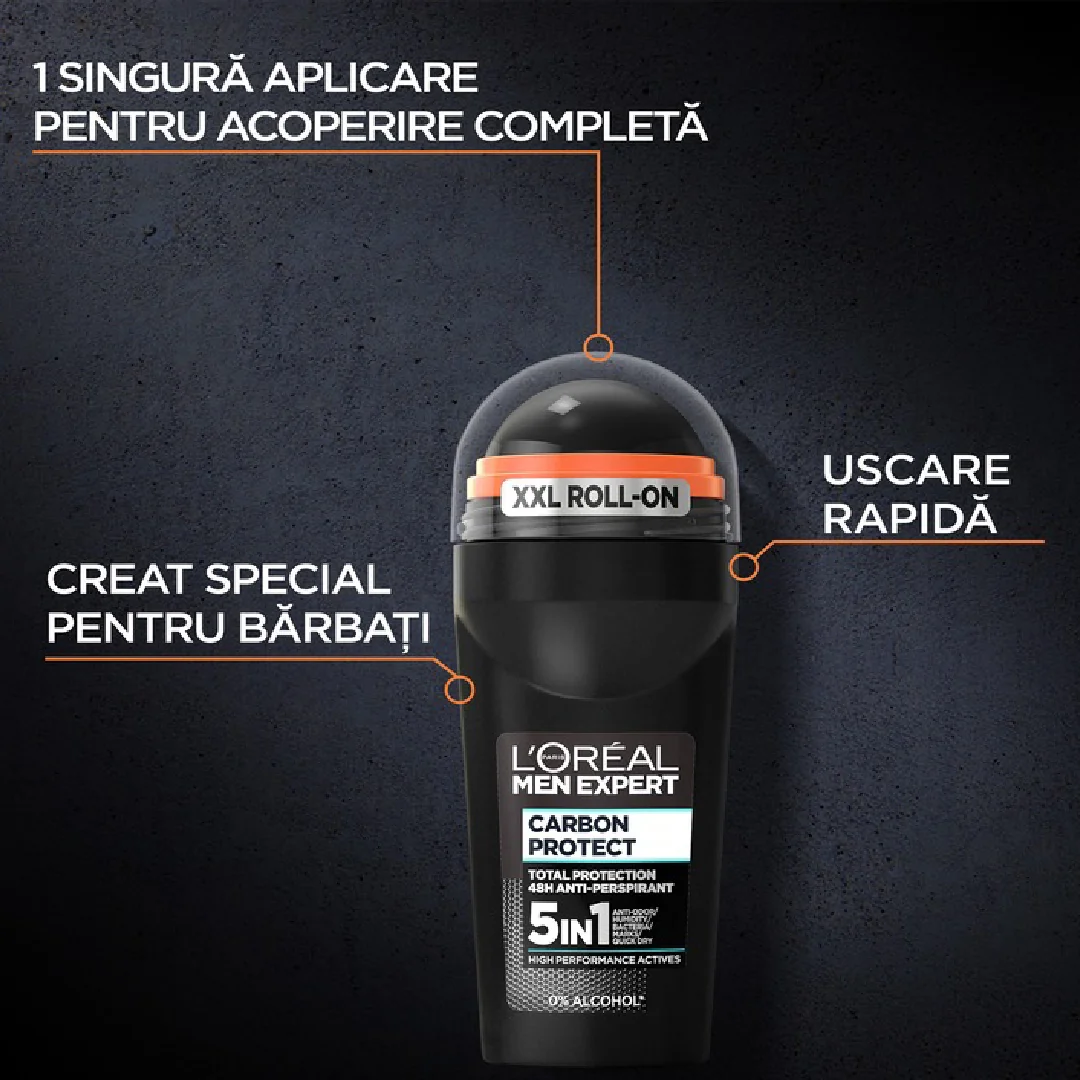 Antiperspirant roll-on Carbon Protect, 50ml, L'oreal Men Expert