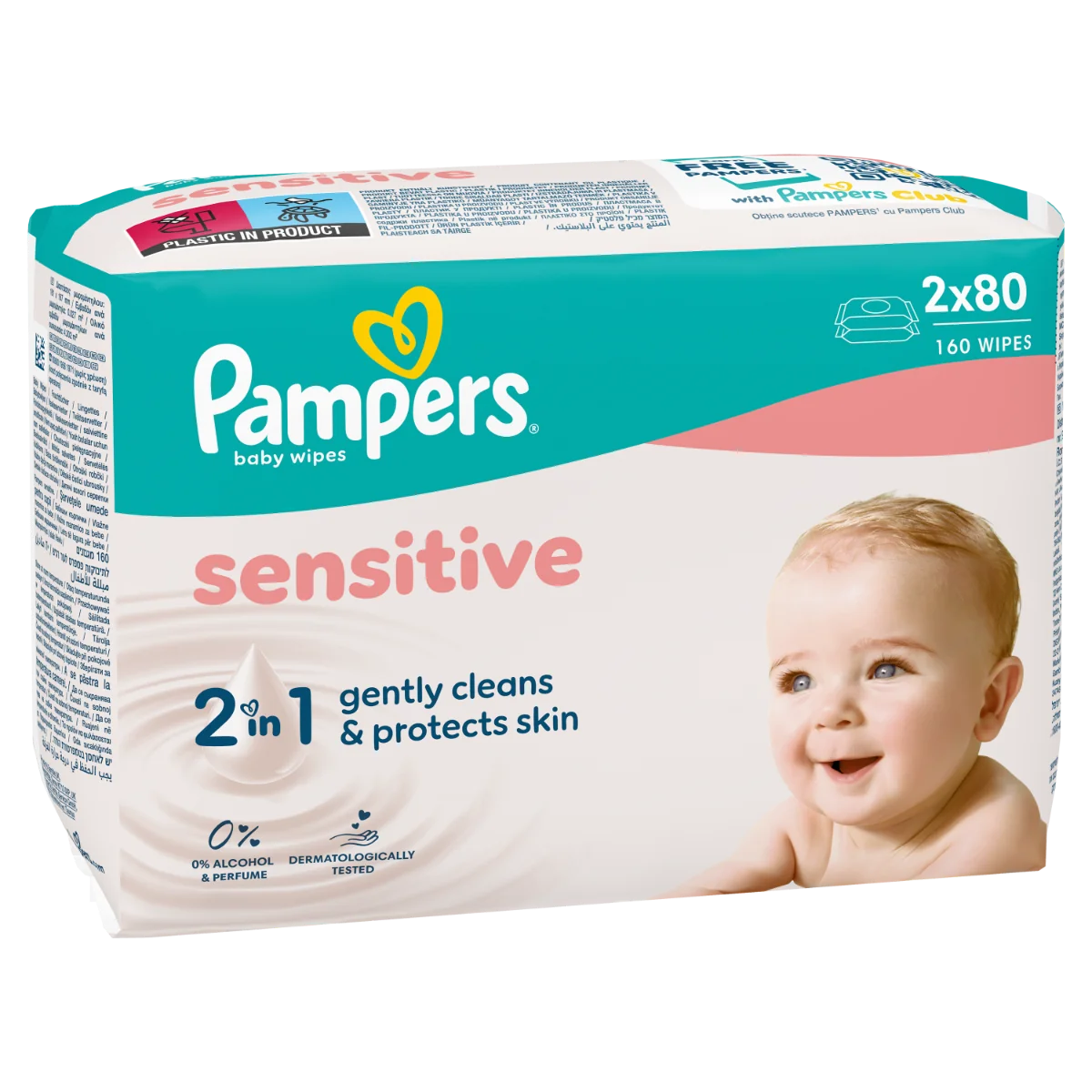 Servetele umede Sensitive, 160 bucati, Pampers