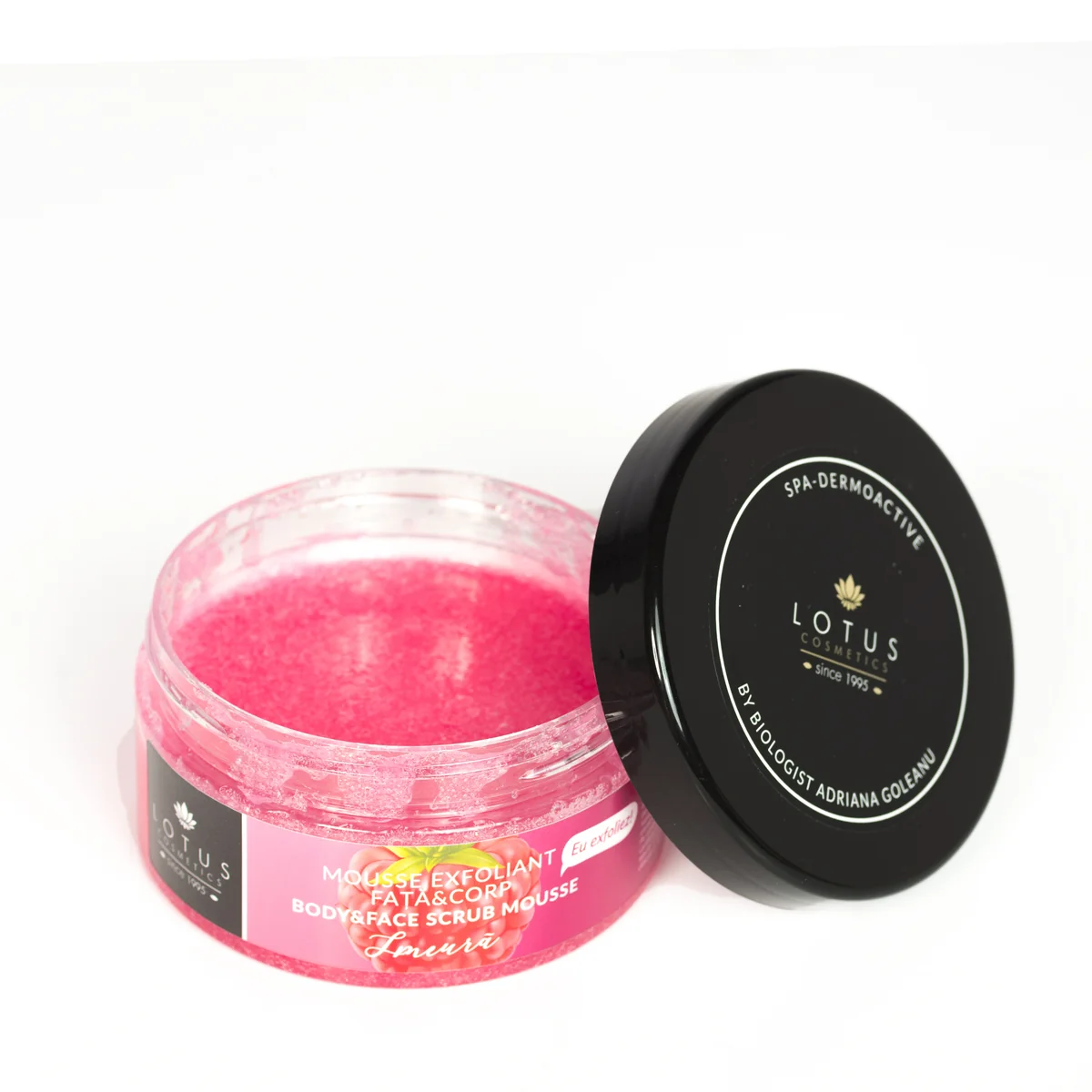 Scrub pentru corp cu aroma de zmeura Spa Dermoactive, 250g, Lotus Cosmetics