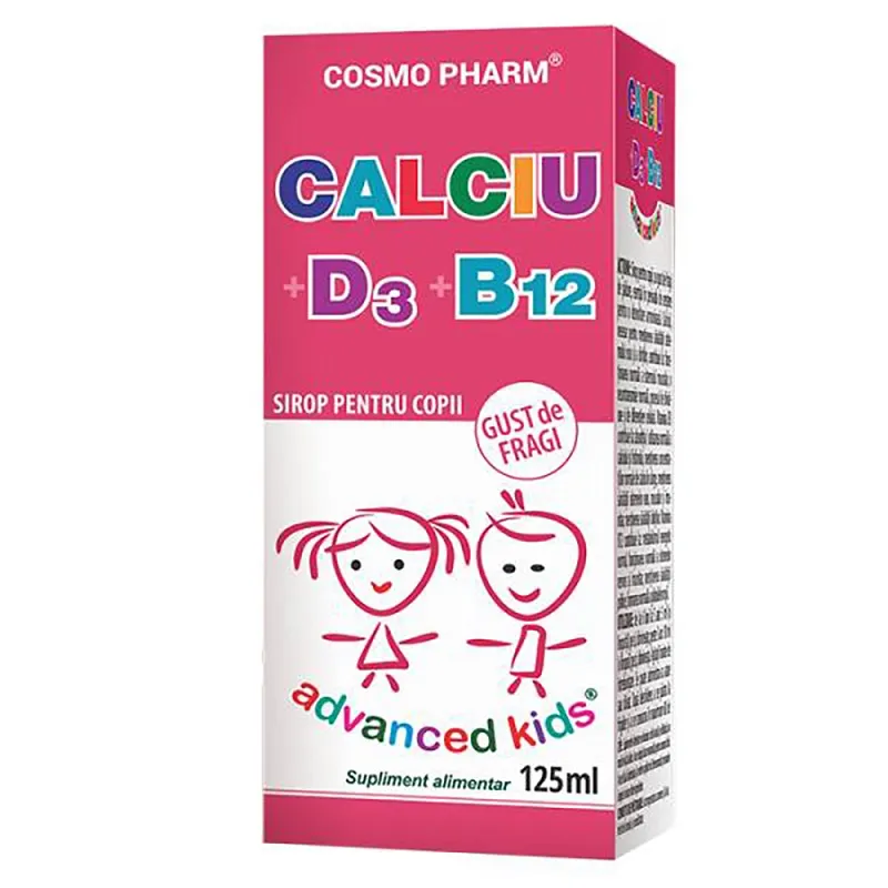 Sirop Calciu + D3 + B12, 125ml, Cosmopharm